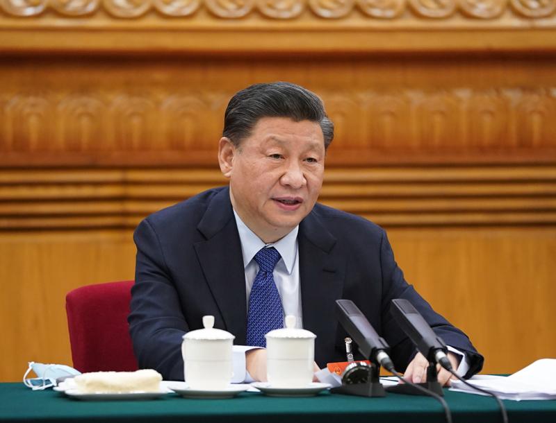 3月7日，中共中央總書記、國家主席、中央軍委主席習(xí)近平參加十三屆全國人大四次會議青海代表團(tuán)的審議。新華社記者 李學(xué)仁 攝